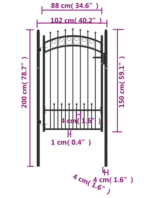 Încărcați imaginea în vizualizatorul Galerie, Poartă de gard cu țepușe, negru, 100x150 cm, oțel
