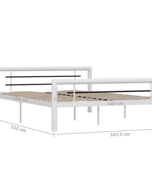 Загрузите изображение в средство просмотра галереи, Cadru de pat, alb și negru, 140 x 200 cm, metal
