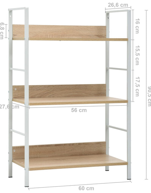 Загрузите изображение в средство просмотра галереи, Etajeră cărți 3 rafturi, stejar, 60x27,6x90,5 cm lemn prelucrat
