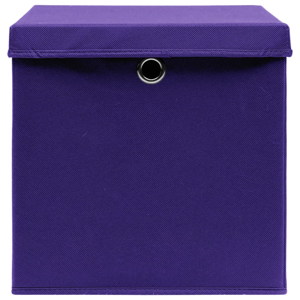 vidaXL Cutii depozitare cu capace 4 buc. violet, 32x32x32 cm, textil