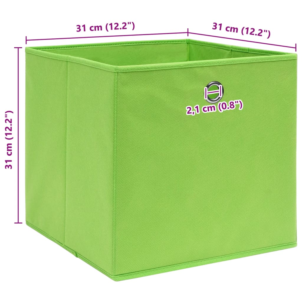 Cutii de depozitare, 4 buc., verde, 32x32x32 cm, textil