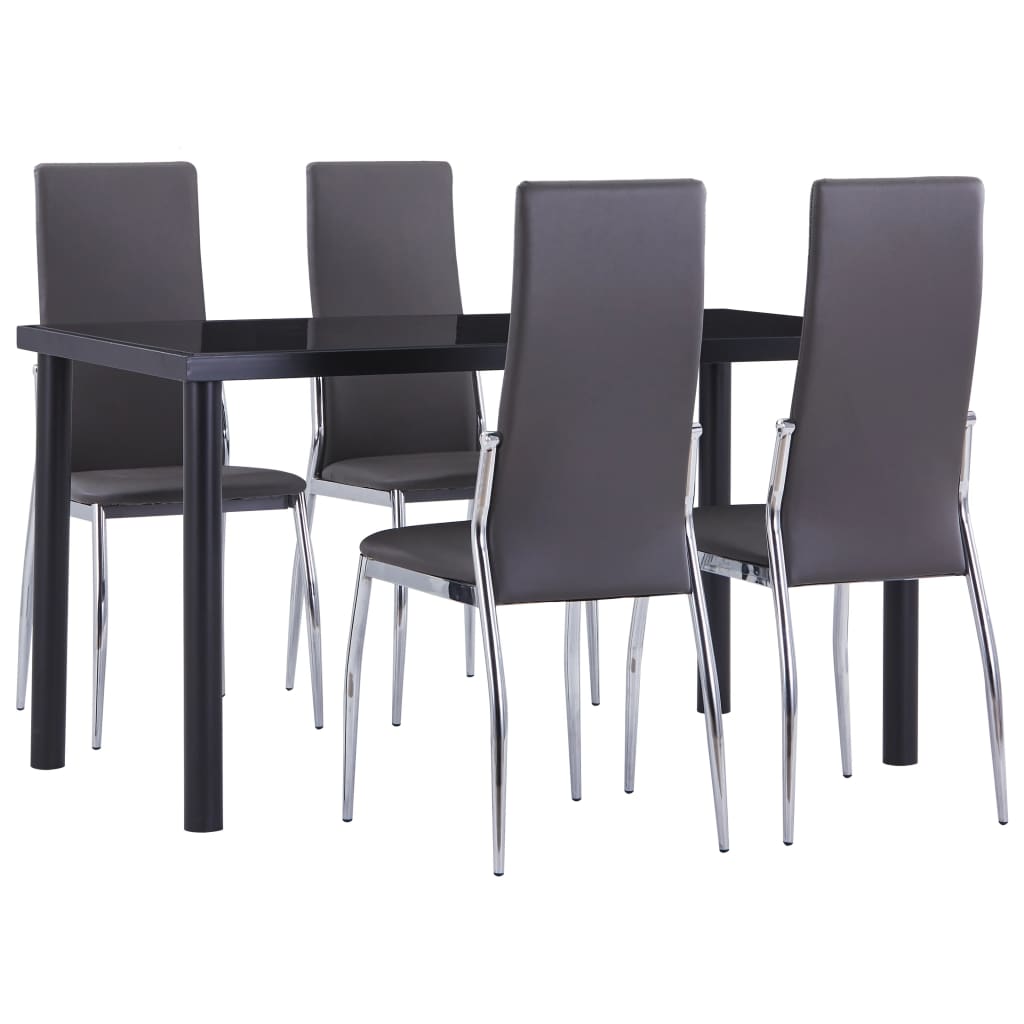 Set mobilier de bucătărie, 5 piese, gri, piele ecologică