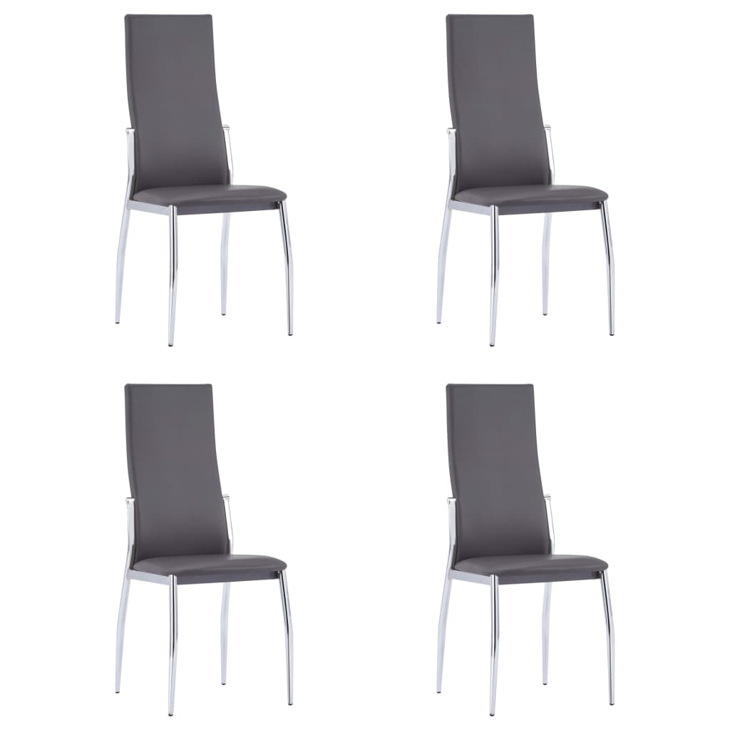 Set mobilier de bucătărie, 5 piese, gri, piele ecologică