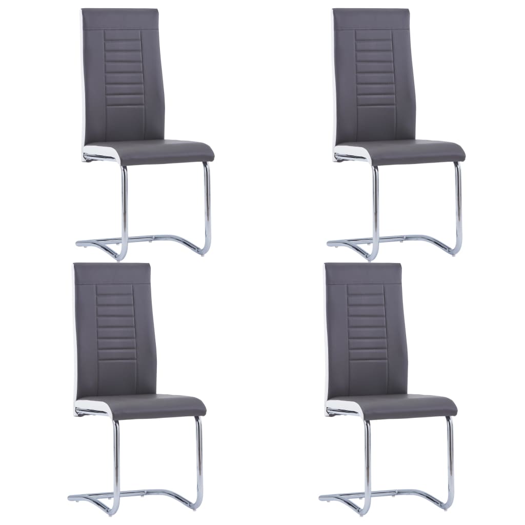 Set mobilier de bucătărie, 5 piese, gri, piele ecologică