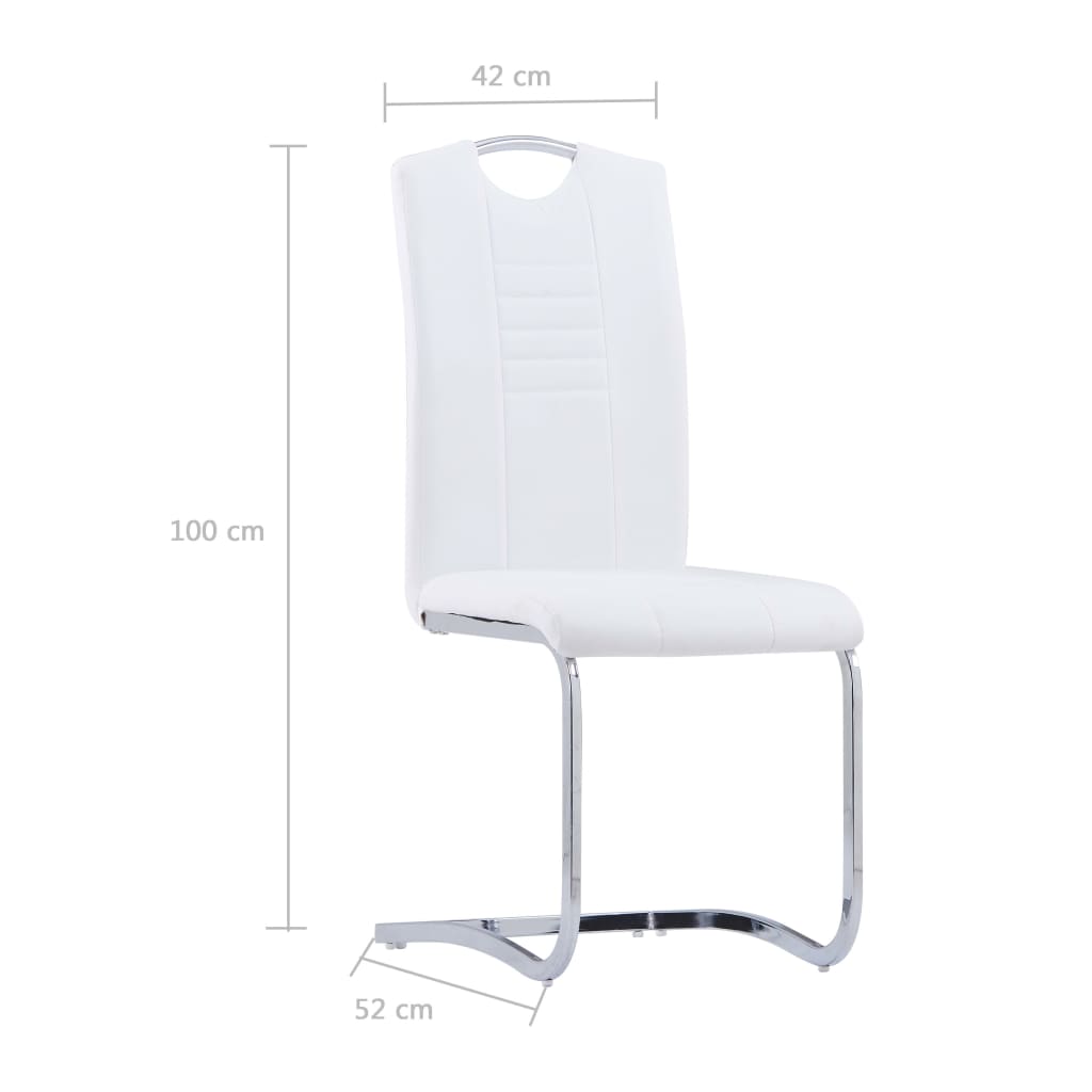 Set mobilier de bucătărie, 7 piese, alb, piele ecologică