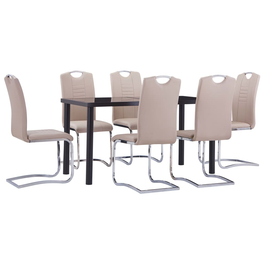 Set mobilier de bucătărie, 7 piese, cappuccino, piele ecologică