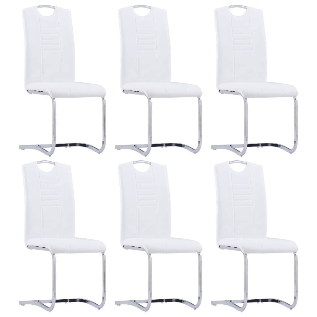 Set mobilier de bucătărie, 7 piese, alb, piele ecologică