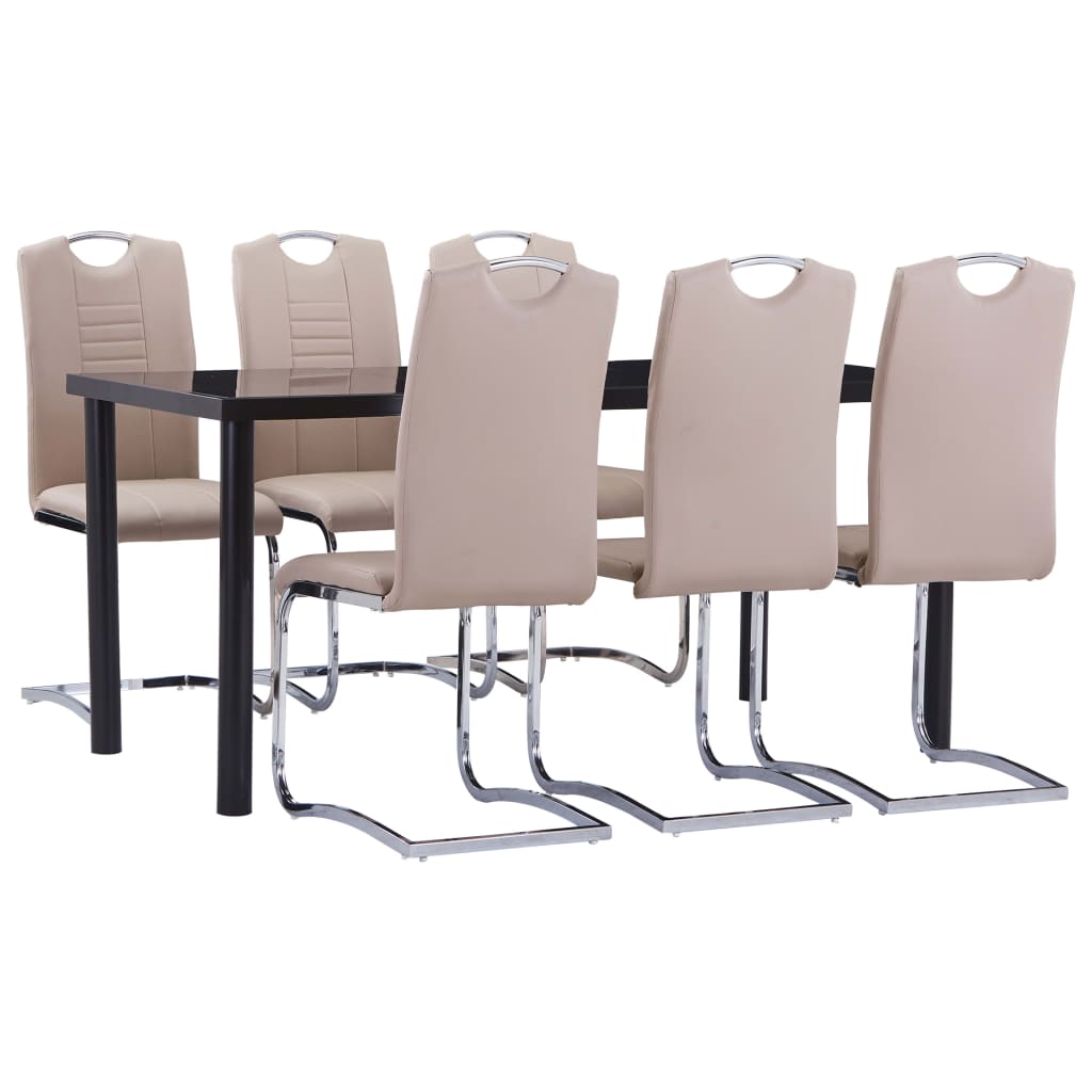 Set mobilier de bucătărie, 7 piese, cappuccino, piele ecologică