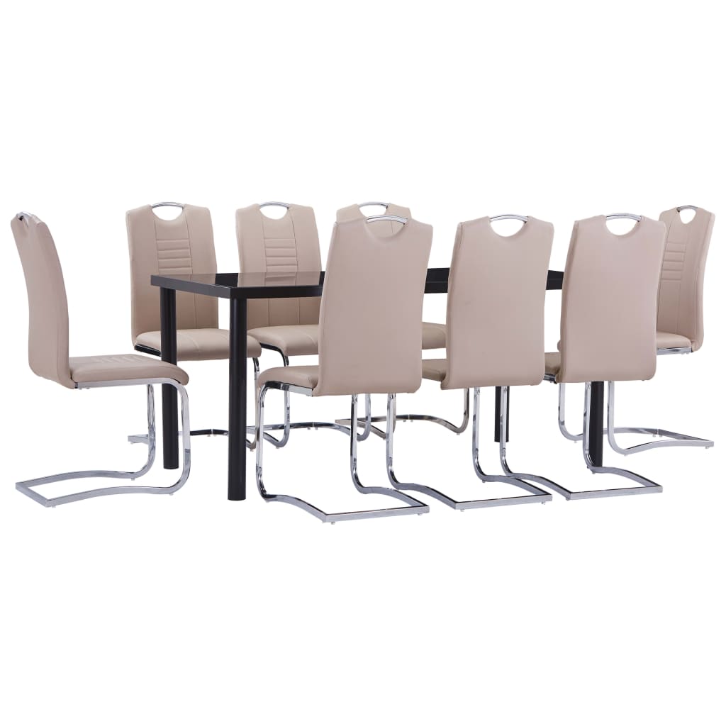 Set mobilier bucătărie, 9 piese, cappuccino, piele ecologică