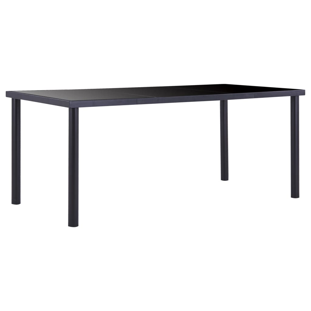 Set mobilier de bucătărie, 7 piese, negru, piele ecologică