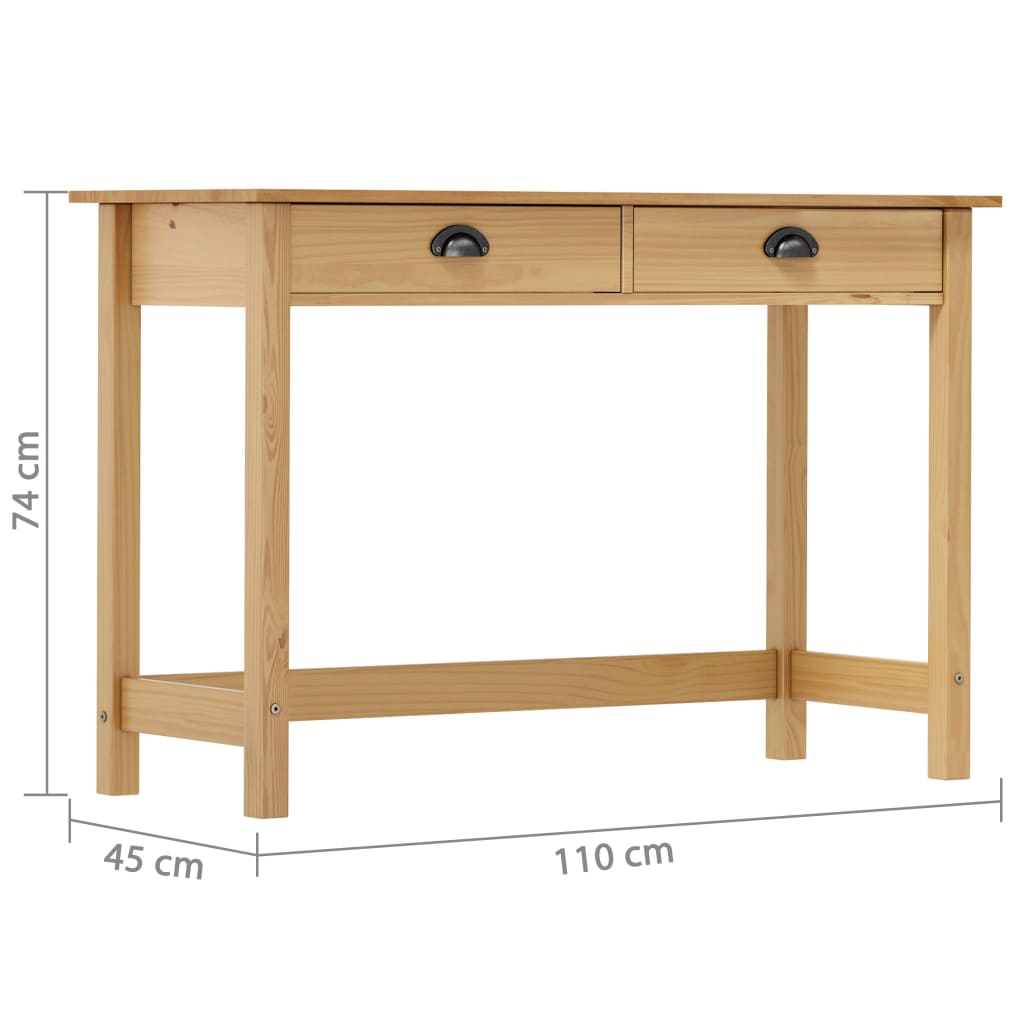 Masă consolă Hill cu 2 sertare, 110x45x74 cm, lemn masiv pin - Lando