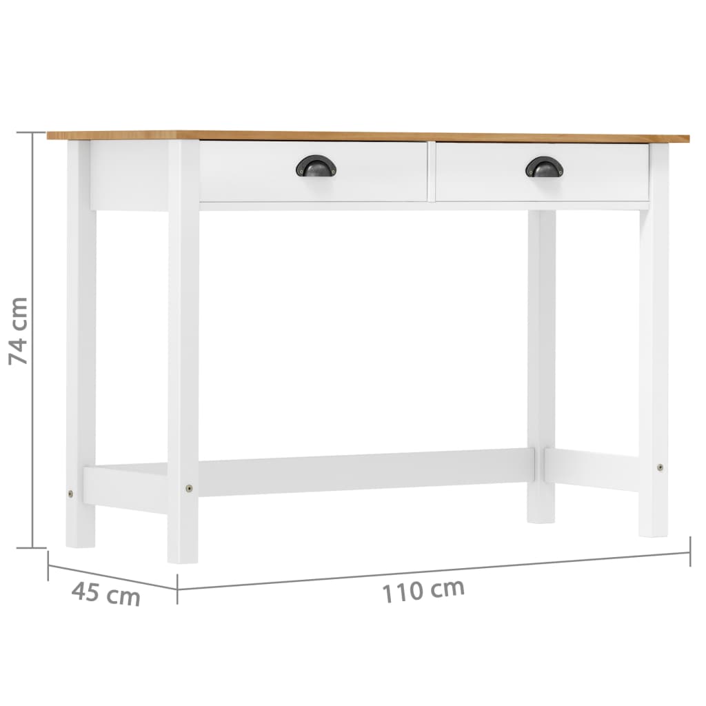 Masă consolă Hill cu 2 sertare, 110x45x74 cm, lemn masiv pin - Lando