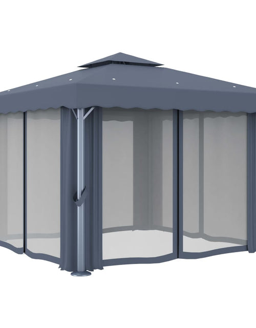 Загрузите изображение в средство просмотра галереи, Pavilion cu perdea, antracit, 3 x 3 m, aluminiu
