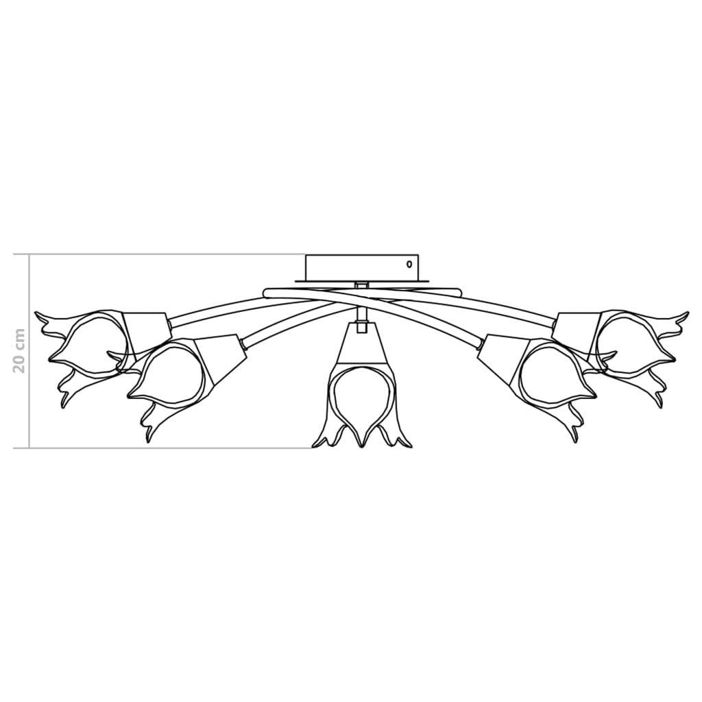 Lustră, abajururi din sticlă transparentă, 5 becuri E14, lalea