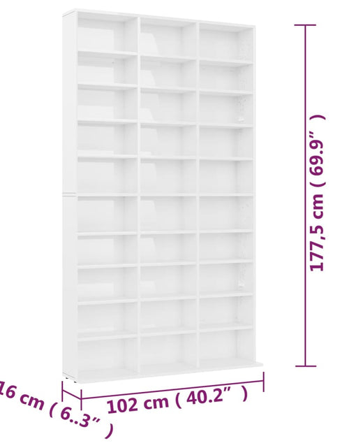 Загрузите изображение в средство просмотра галереи, Dulap CD-uri, alb extralucios, 102x16x177,5 cm, lemn compozit
