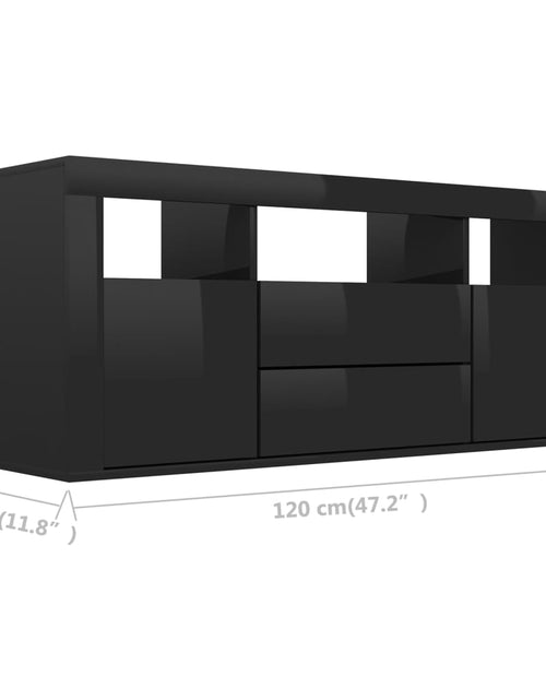 Încărcați imaginea în vizualizatorul Galerie, Dulap TV, negru extralucios, 120x30x50 cm, lemn prelucrat
