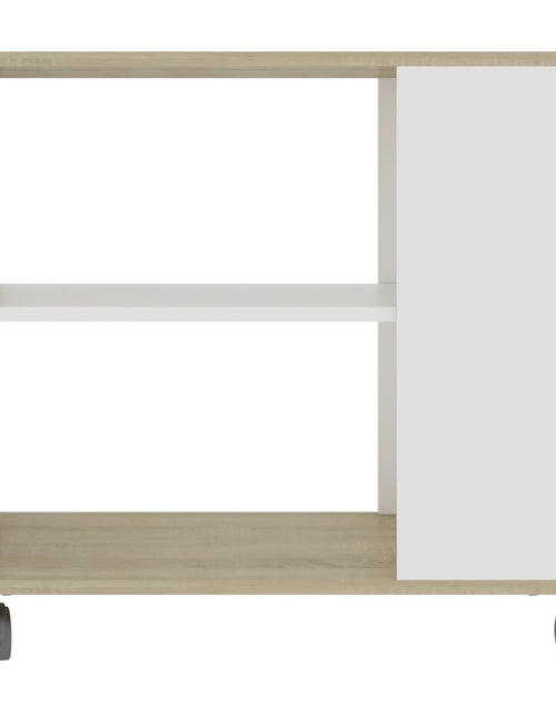 Загрузите изображение в средство просмотра галереи, Masă laterală, alb și stejar sonoma, 70x35x55 cm, lemn compozit
