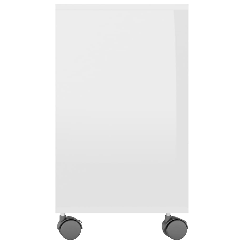 Masă laterală, alb extralucios, 70x35x55 cm, lemn compozit