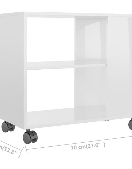 Загрузите изображение в средство просмотра галереи, Masă laterală, alb extralucios, 70x35x55 cm, lemn compozit
