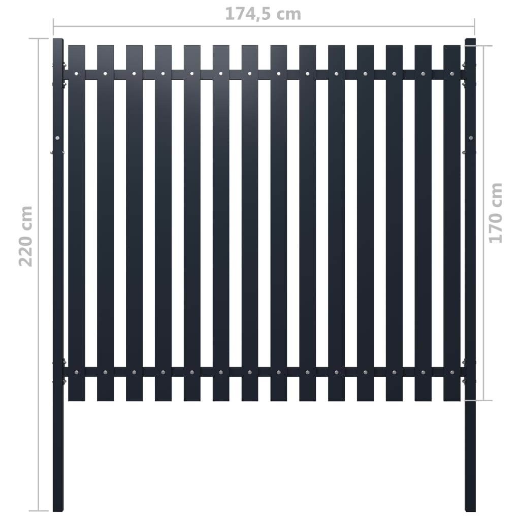 Panou de gard, antracit, 174,5x170cm, oțel vopsit electrostatic