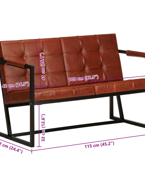 Загрузите изображение в средство просмотра галереи, Canapea cu 2 locuri, maro, piele naturală de capră
