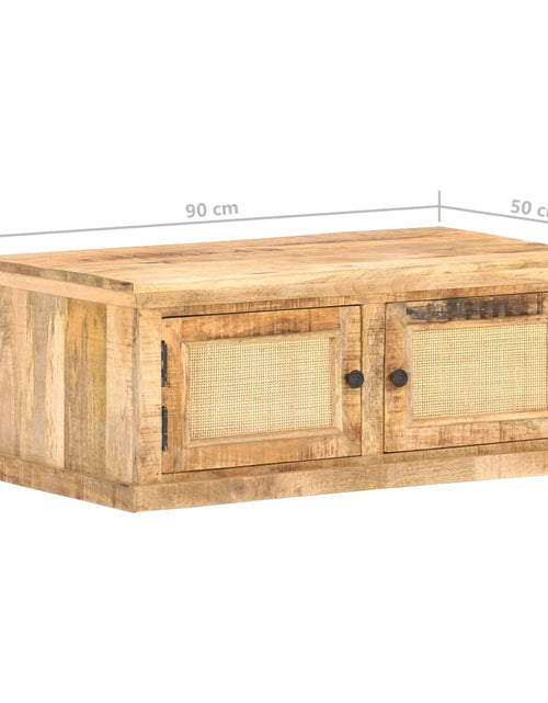 Загрузите изображение в средство просмотра галереи, Măsuță de cafea, 90x50x35 cm, lemn masiv de mango &amp; trestie
