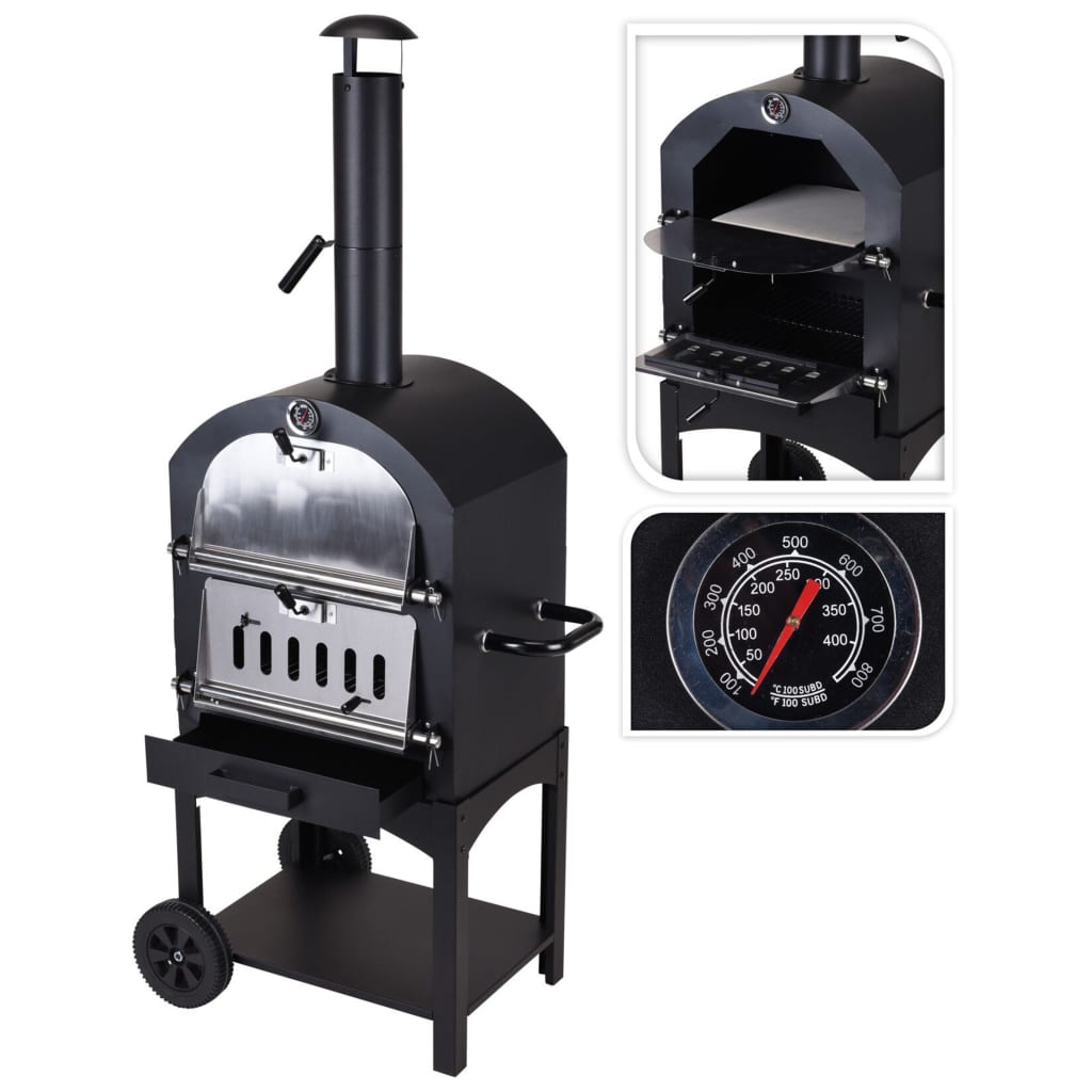 ProGarden Cuptor pentru pizza BBQ, negru