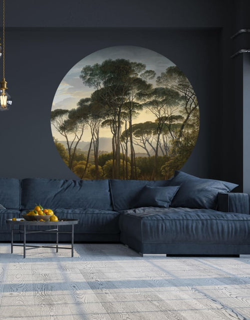 Încărcați imaginea în vizualizatorul Galerie, WallArt Tapet în formă de cerc „Umbrella Pines in Italy”, 142,5 cm
