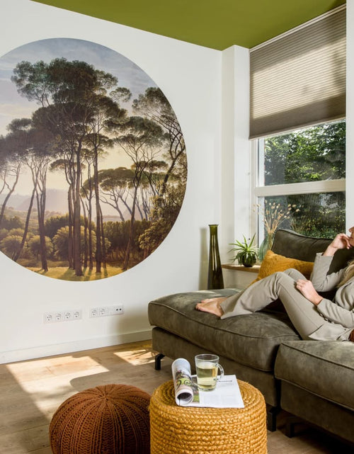 Загрузите изображение в средство просмотра галереи, WallArt Tapet în formă de cerc „Umbrella Pines in Italy”, 142,5 cm
