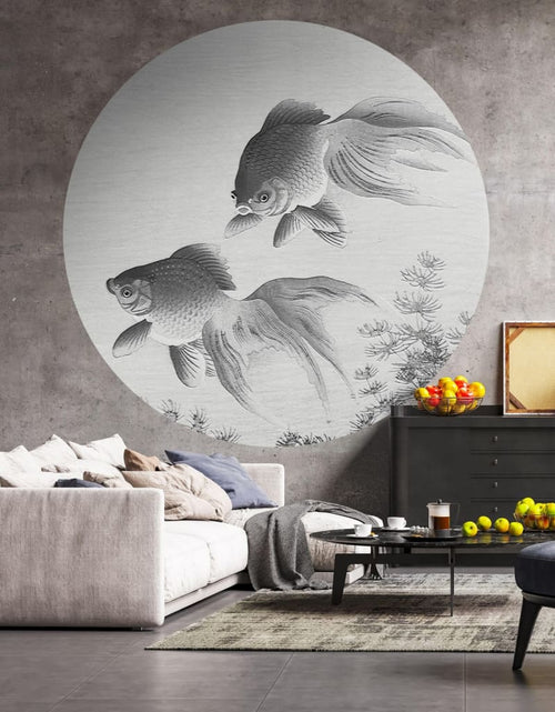 Загрузите изображение в средство просмотра галереи, WallArt Tapet în formă de cerc „Two Goldfish”, 142,5 cm
