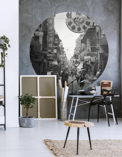 Загрузите изображение в средство просмотра галереи, WallArt Tapet în formă de cerc „Hong Kong the Old Days”, 142,5 cm

