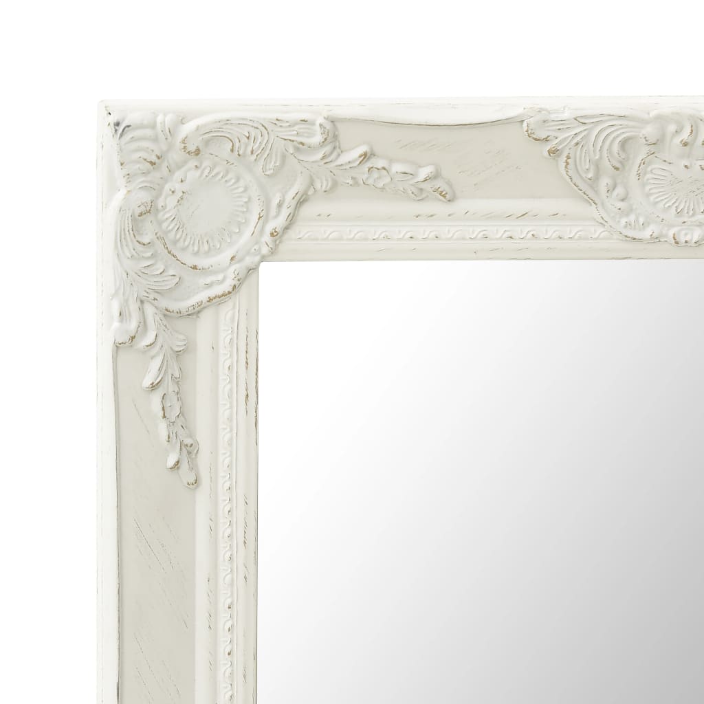 Oglindă de perete în stil baroc, alb, 50 x 60 cm - Lando