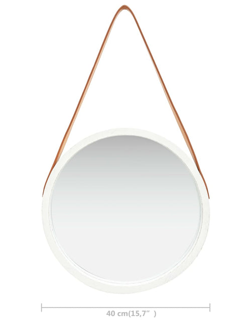 Încărcați imaginea în vizualizatorul Galerie, Oglindă de perete cu o curea, 40 cm, alb - Lando

