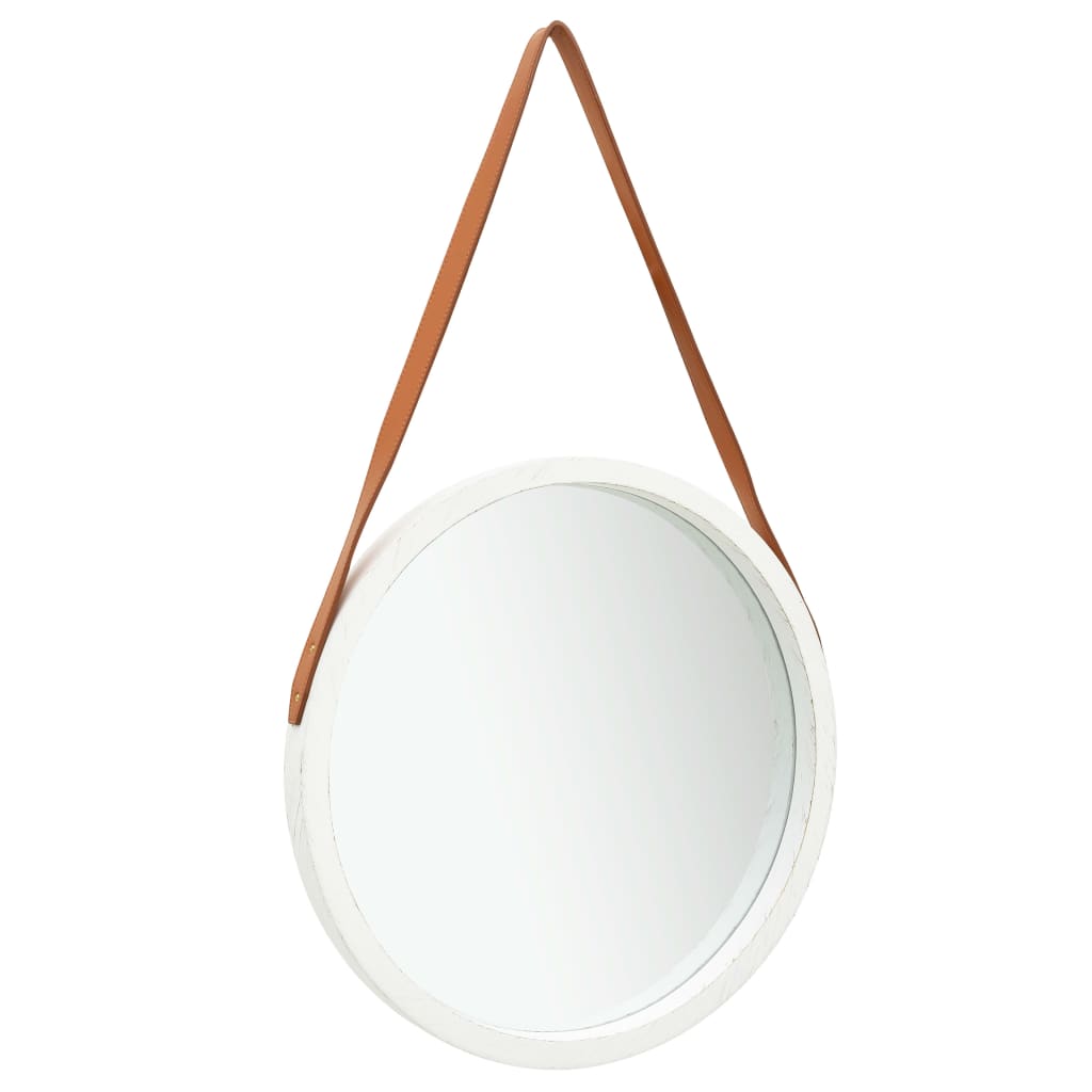 Oglindă de perete cu o curea, 50 cm, alb - Lando
