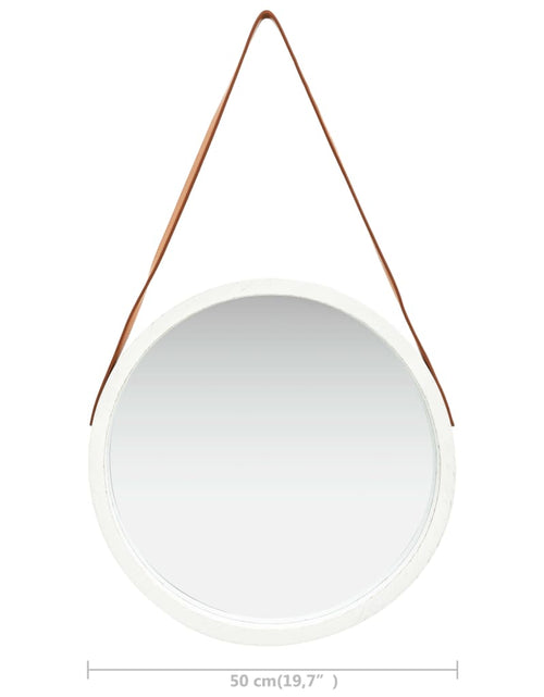 Încărcați imaginea în vizualizatorul Galerie, Oglindă de perete cu o curea, 50 cm, alb - Lando
