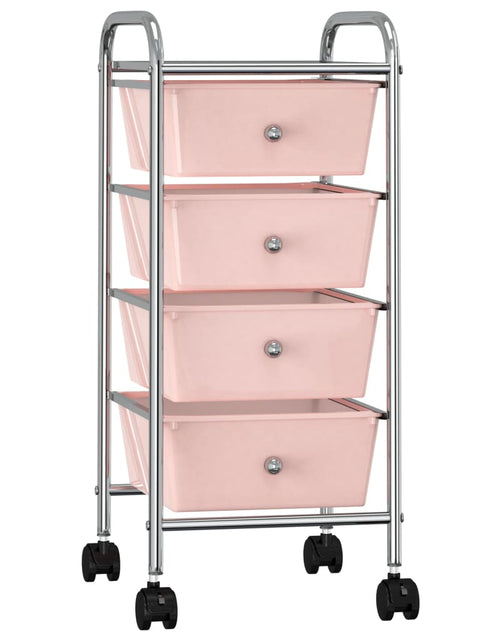 Încărcați imaginea în vizualizatorul Galerie, Cărucior de depozitare mobil cu 4 sertare, roz, plastic
