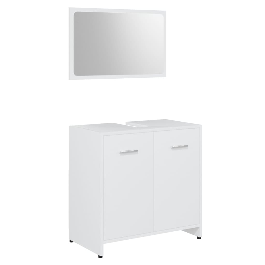 Set de mobilier de baie, alb, lemn prelucrat