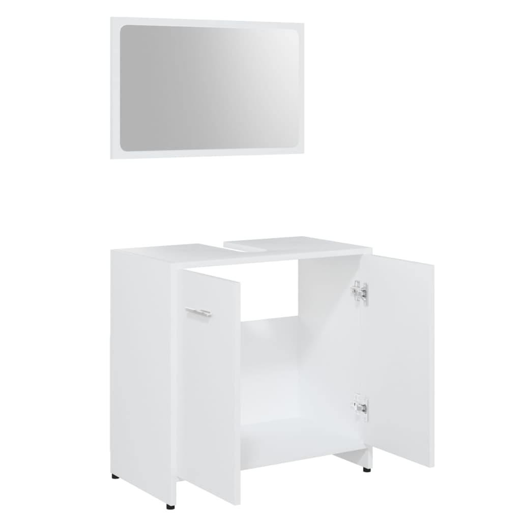 Set de mobilier de baie, alb, lemn prelucrat