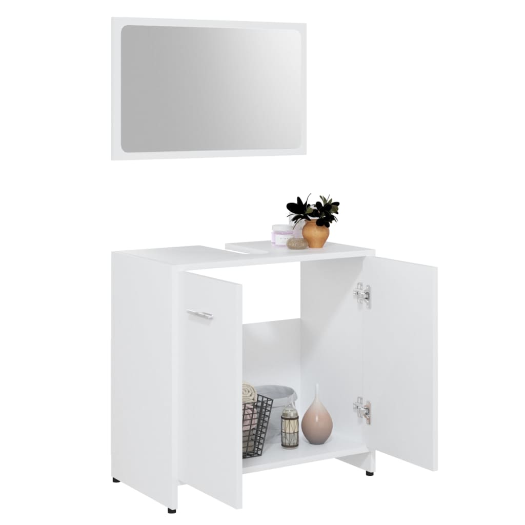 Set de mobilier de baie, alb, lemn prelucrat