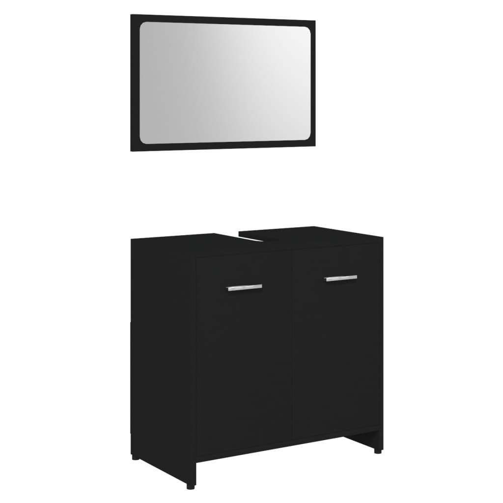 Set de mobilier de baie, negru, lemn prelucrat