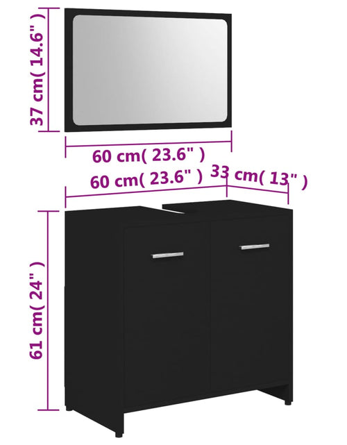 Загрузите изображение в средство просмотра галереи, Set de mobilier de baie, negru, lemn prelucrat

