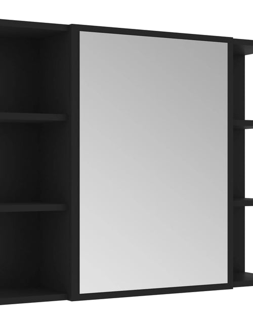 Încărcați imaginea în vizualizatorul Galerie, Dulap de baie cu oglindă, negru, 80x20,5x64 cm, lemn prelucrat
