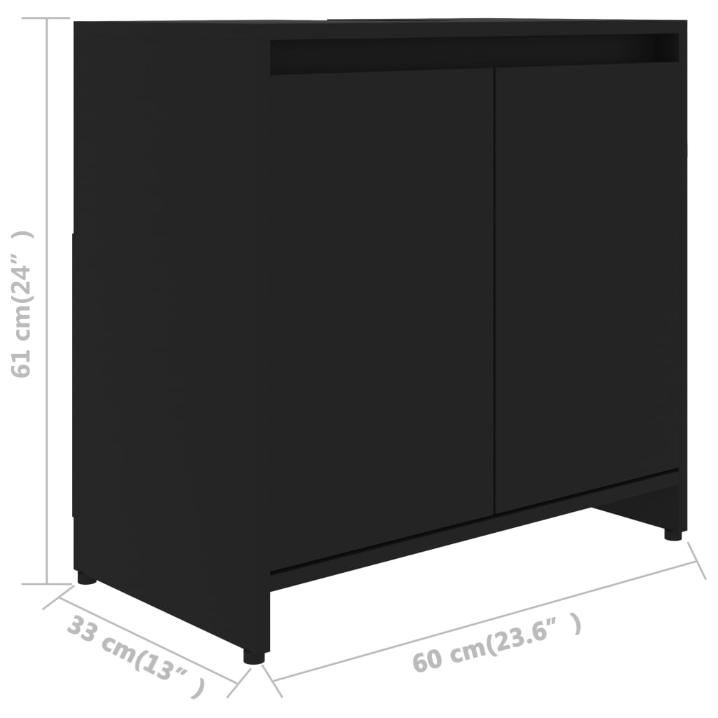 Dulap de baie, negru, 60 x 33 x 61 cm, PAL - Lando