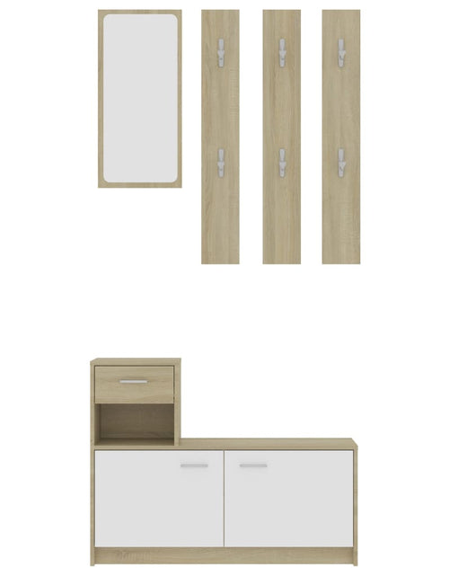 Загрузите изображение в средство просмотра галереи, Mobilier de hol, alb și stejar Sonoma, 100x25x76,5 cm, PAL
