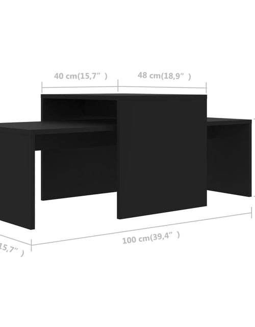 Încărcați imaginea în vizualizatorul Galerie, Set măsuțe de cafea, negru, 100x48x40 cm, PAL
