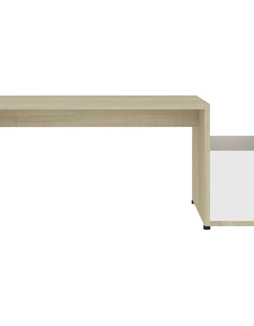 Загрузите изображение в средство просмотра галереи, Măsuță de cafea, alb și stejar Sonoma, 90 x 45 x 35 cm, PAL - Lando
