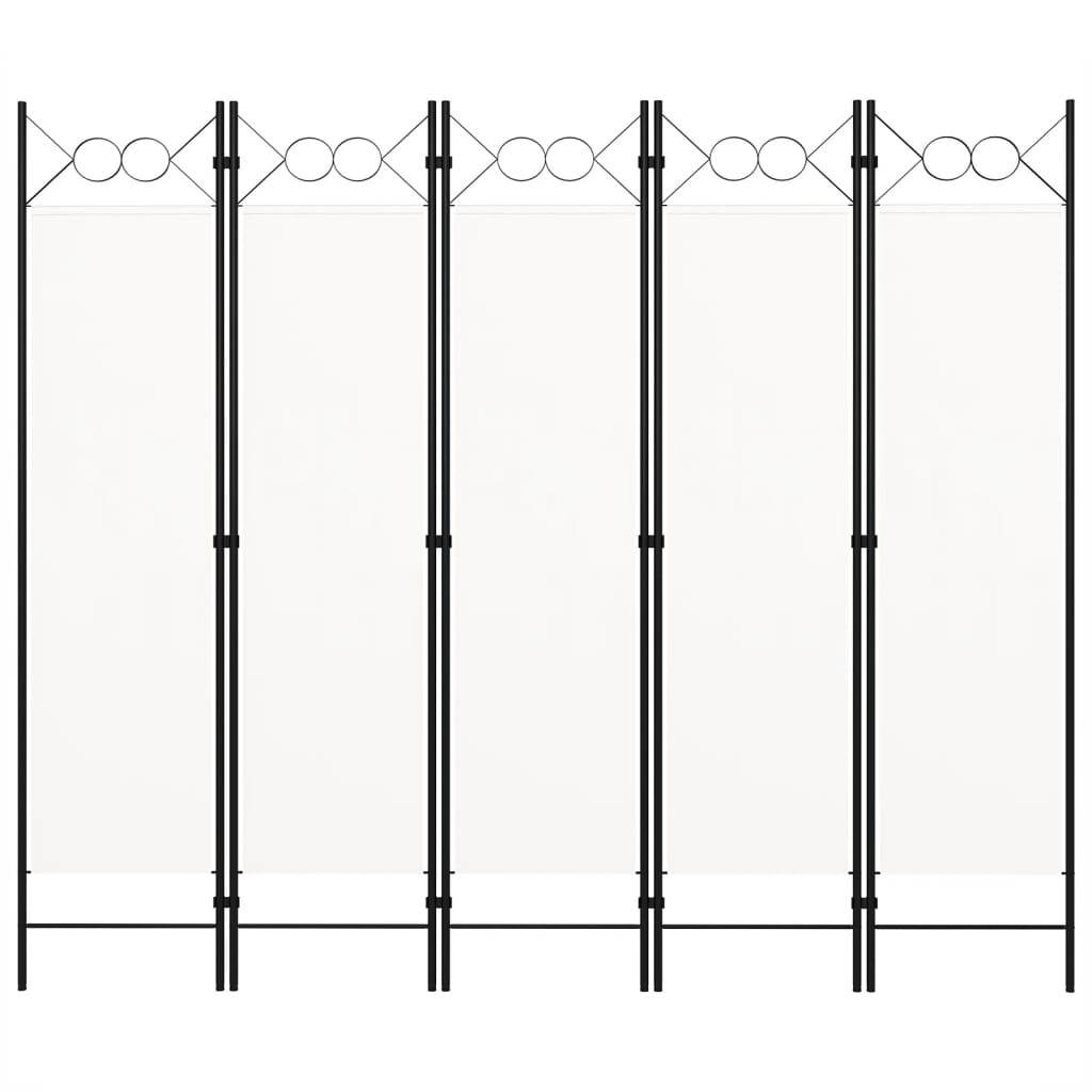 Paravan de cameră cu 5 panouri, alb, 200 x 180 cm