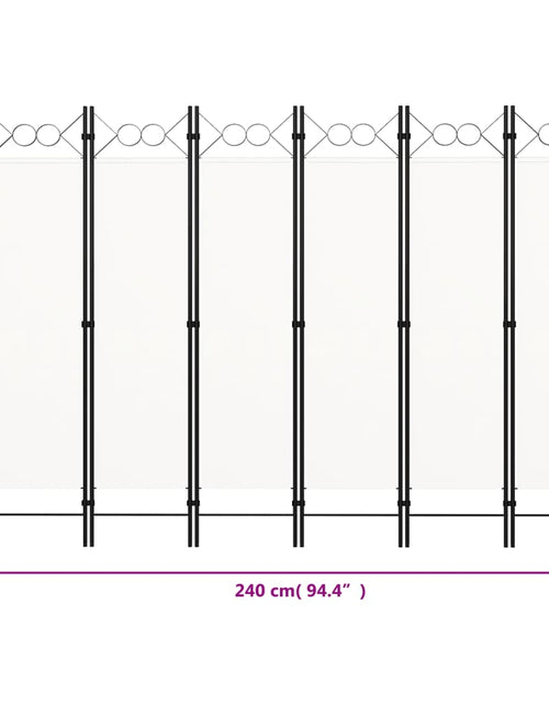 Încărcați imaginea în vizualizatorul Galerie, Paravan de cameră cu 6 panouri, alb, 240 x 180 cm
