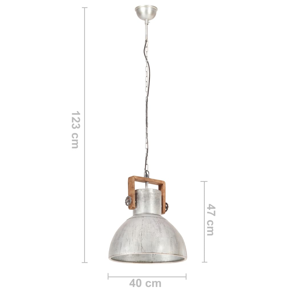 Lampă suspendată industrială 25 W, argintiu, 40 cm, E27, rotund