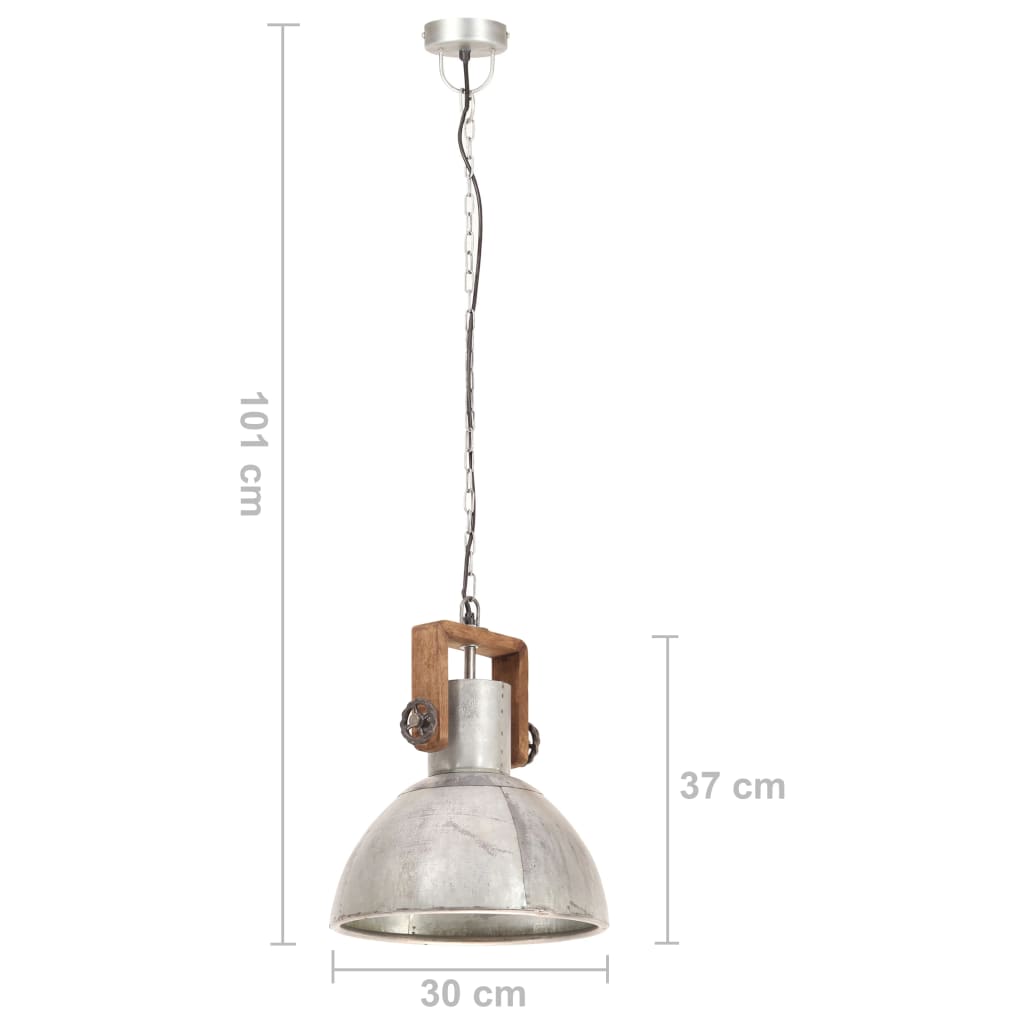 Lampă suspendată industrială, 25 W, argintiu, rotund, 30 cm E27